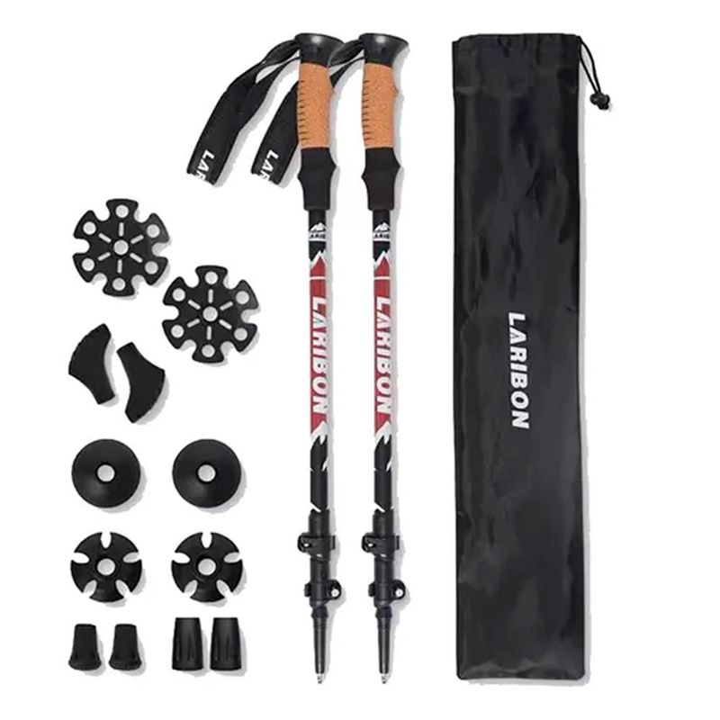 OFERTABKN - Pack 2 Bastones Trekking Senderismo  Aluminio 7075 Rojo