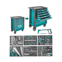 TOTAL TOOLS - Carro Gabinete Metálico 7 Cajones + 328 Herramientas TOTAL