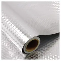 GENERICO - Papel Autoadhesivo Papel Mural Cocina Diseño Plateado