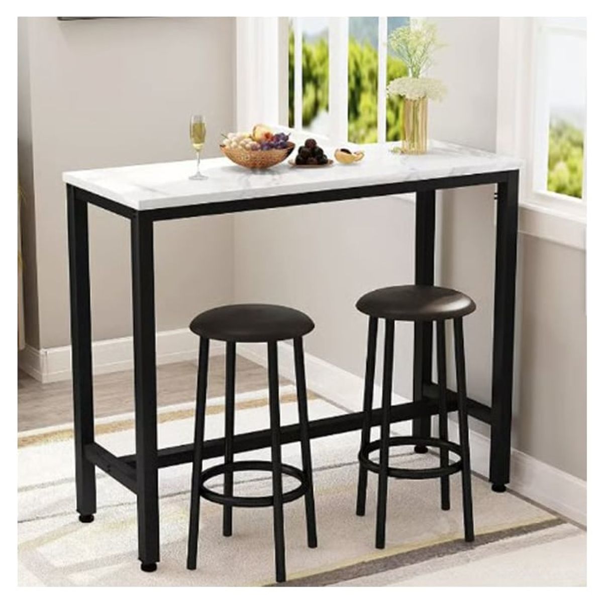 BM BRUNO MARMOL - Barra Comedor Cuarzo Blanco Calacatta 140x70x110 cm