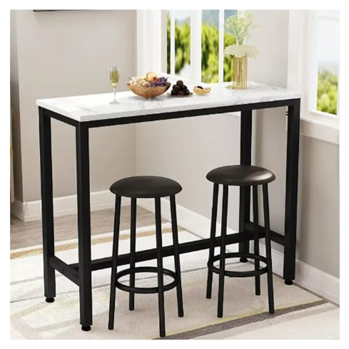 BM BRUNO MARMOL - Barra Comedor Cuarzo Blanco Calacatta 140x70x110 cm