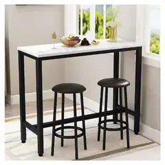 BM BRUNO MARMOL - Barra Comedor Cuarzo Blanco Calacatta 140x70x110 cm