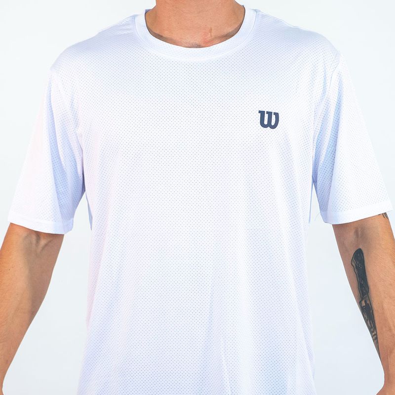 WILSON - Polera Hombre Mesh Poliester Blanca Wilson