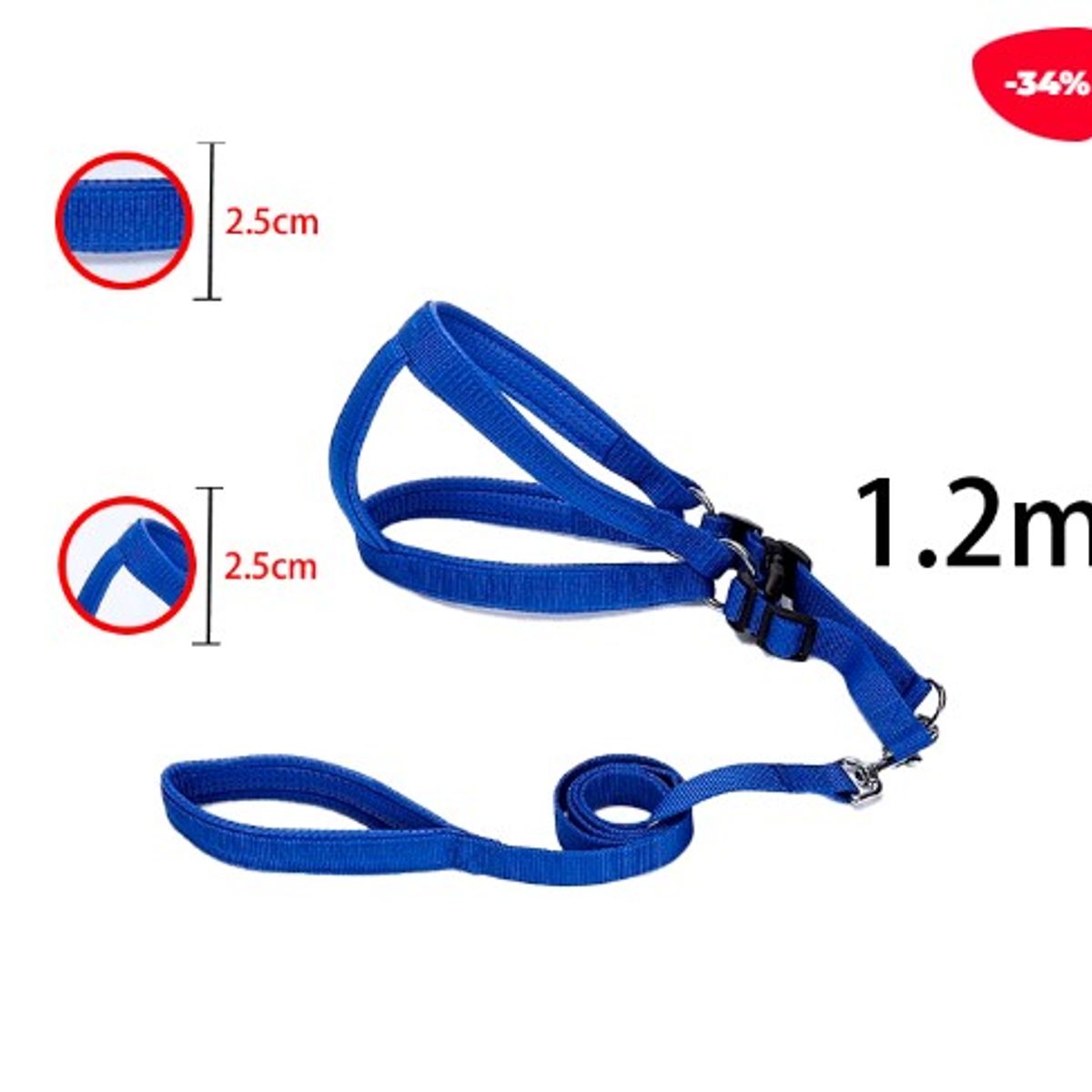 GENERICO - CORREA PARA MASCOTA COLOR LISO 12M  25CM 25CM