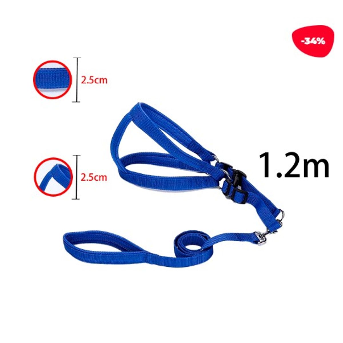 GENERICO - CORREA PARA MASCOTA COLOR LISO 12M  25CM 25CM