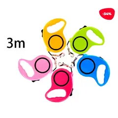 GENERICO - CORREA PARA MASCOTA EXTENSIBLE MOSQUETON COLOR LISO 3 M