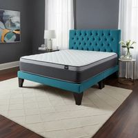 Cama Europea Super King + Respaldo Capitones Turquesa +Colchón 200x200x29cm