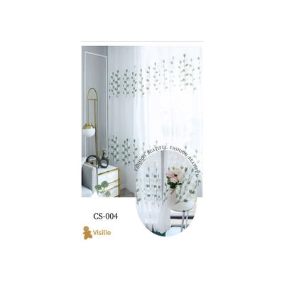 Imagen 2 del producto Cortina Velo Visillo Bordeado 140 x 230 cm 2 Paños - Hojas Verdes A12