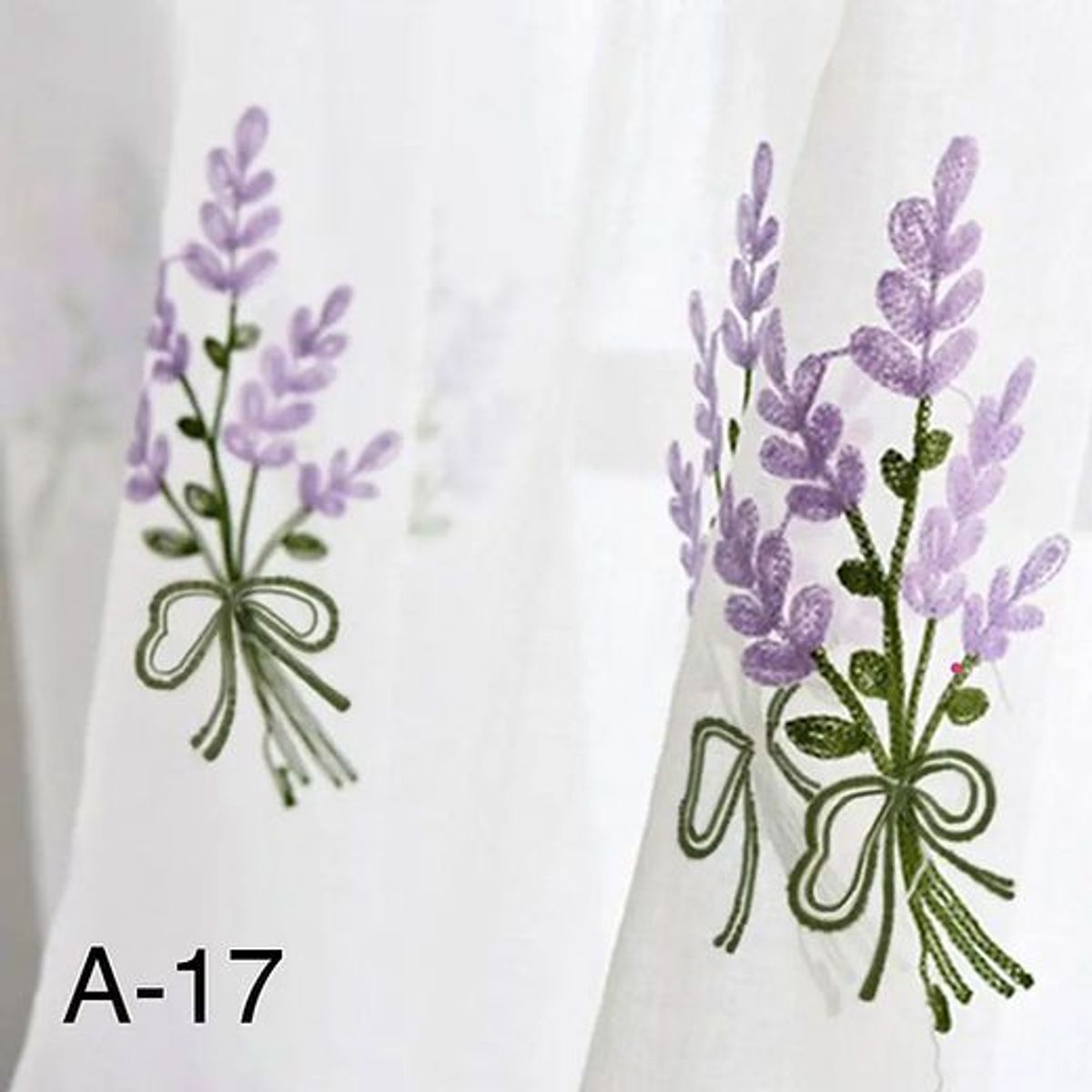 GENERICO - Cortina Velo Visillo Bordado 140 x 230 cm 2 Paños - Lavanda A17