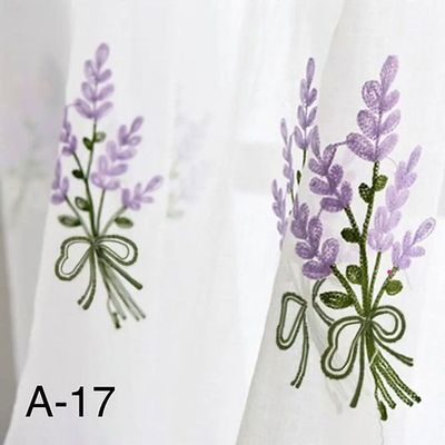 Imagen 2 del producto Cortina Velo Visillo Bordado 140 x 230 cm 2 Paños - Lavanda A17