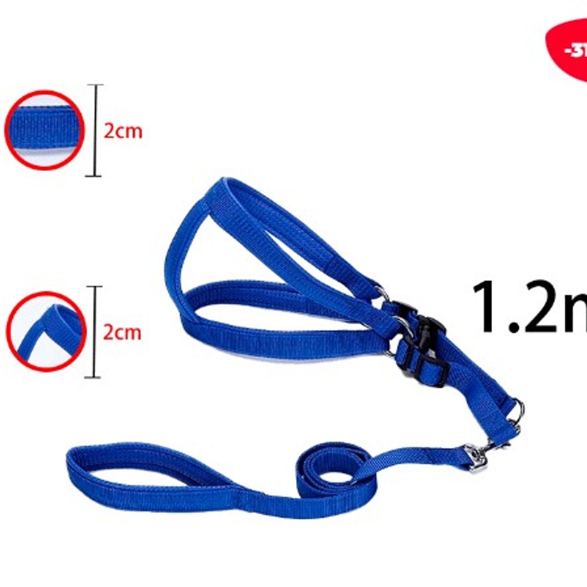 GENERICO - CORREA PARA MASCOTA COLOR LISO 2CM X 12M