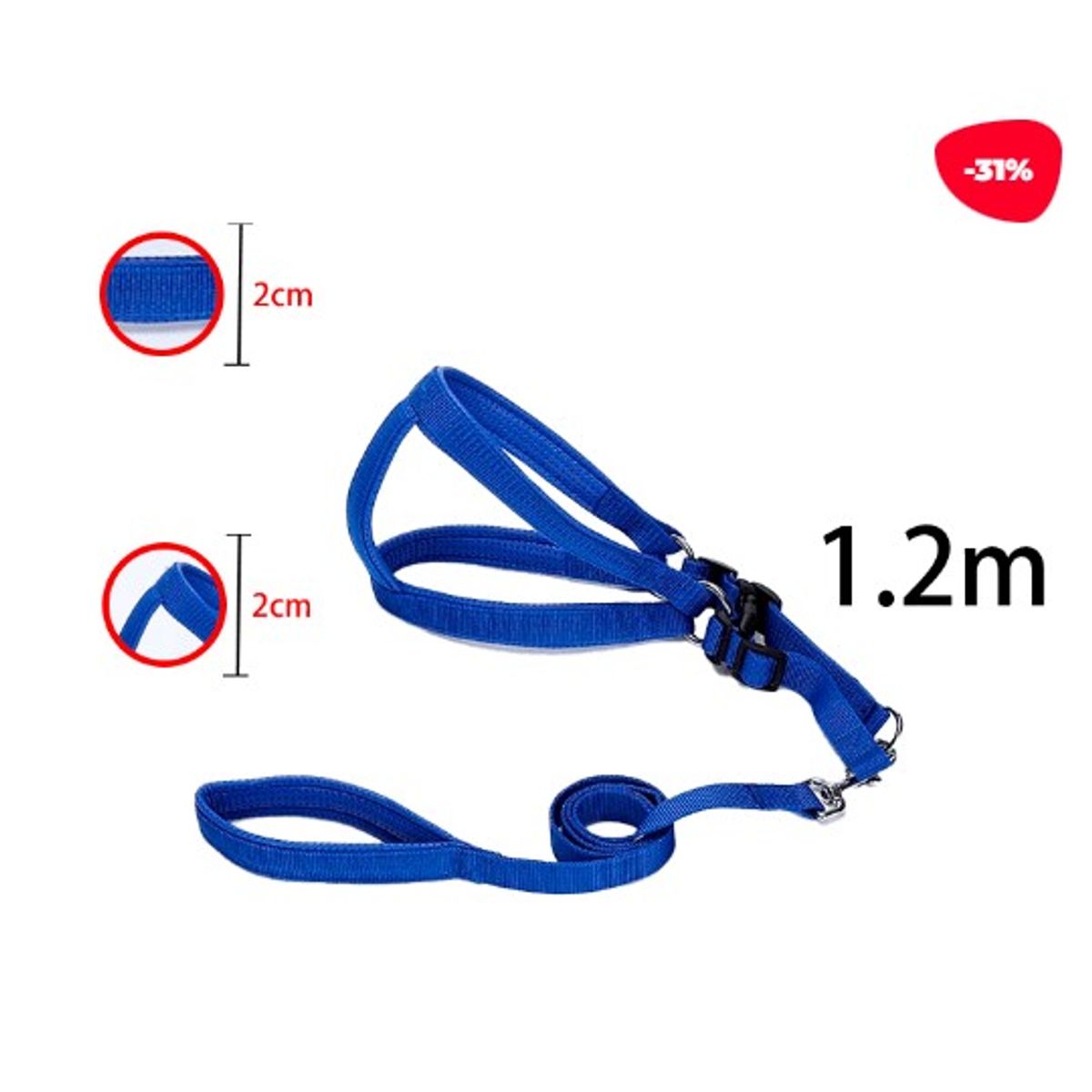 GENERICO - CORREA PARA MASCOTA COLOR LISO 2CM X 12M