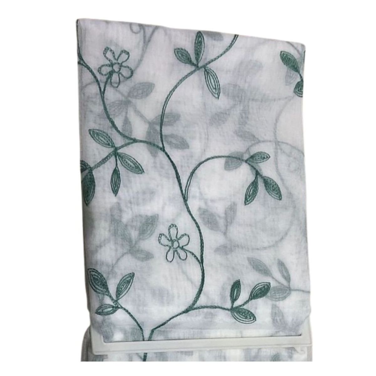 GENERICO - Cortina Velo Visillo Bordado 140 x 230 cm 2 Paños - Turquesa Flor A01