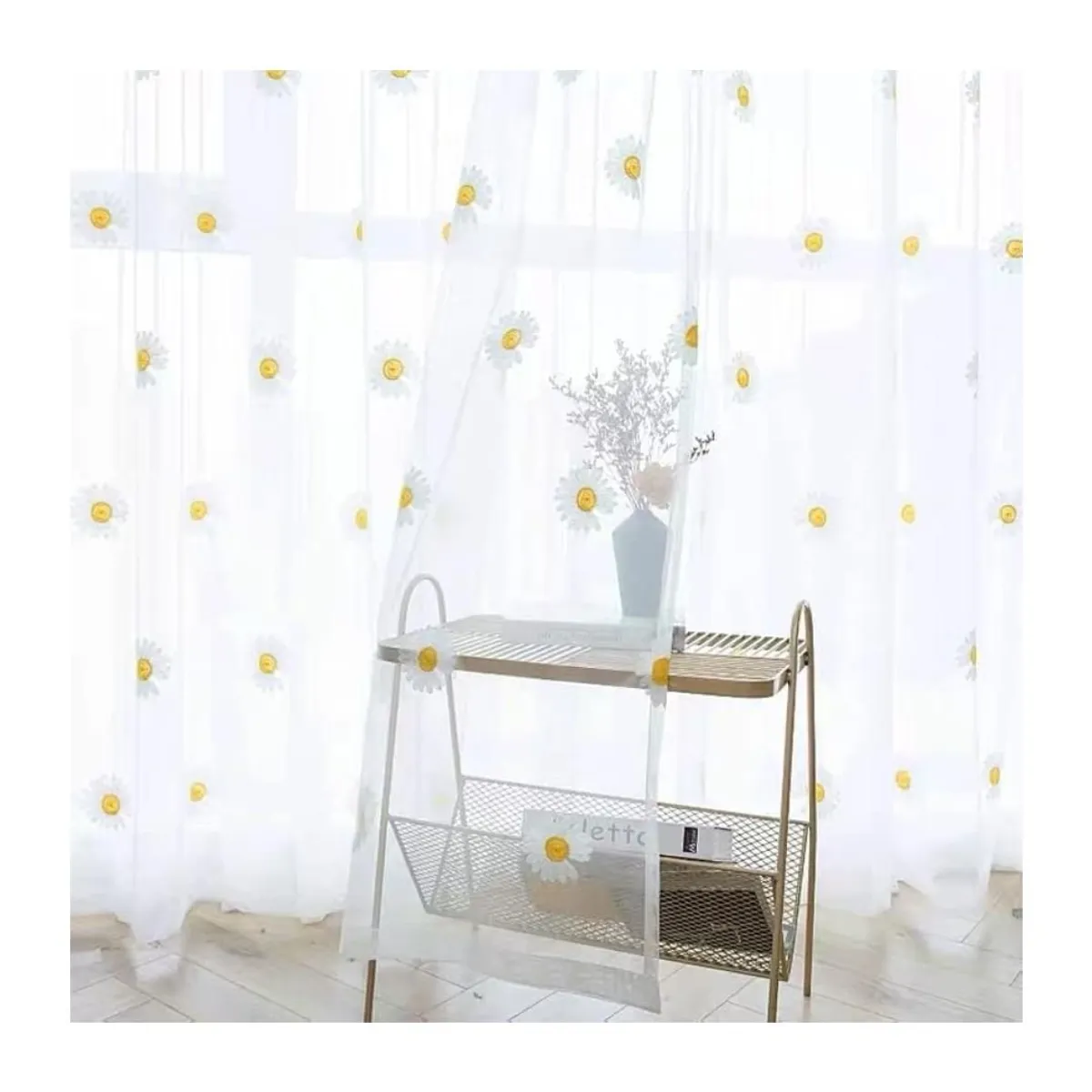 GENERICO - Cortina Velo Visillo Bordado 140 x 230 cm 2 Paños - Margarita A6