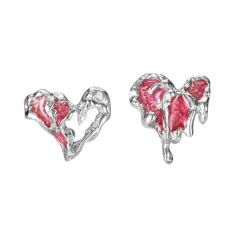 GENERICO - Plata S925 Pendientes Flor De Cerezo Rojo Mujer Regalo Aros