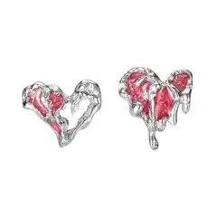 GENERICO - Plata S925 Pendientes Flor De Cerezo Rojo Mujer Regalo Aros