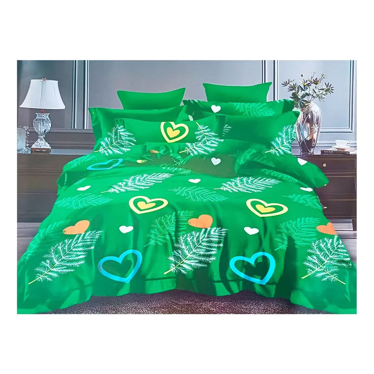 GENERICO - Juegos De Sabanas 144 Hilos (Plaza y media) Diseños - Verde - 1,5 plazas