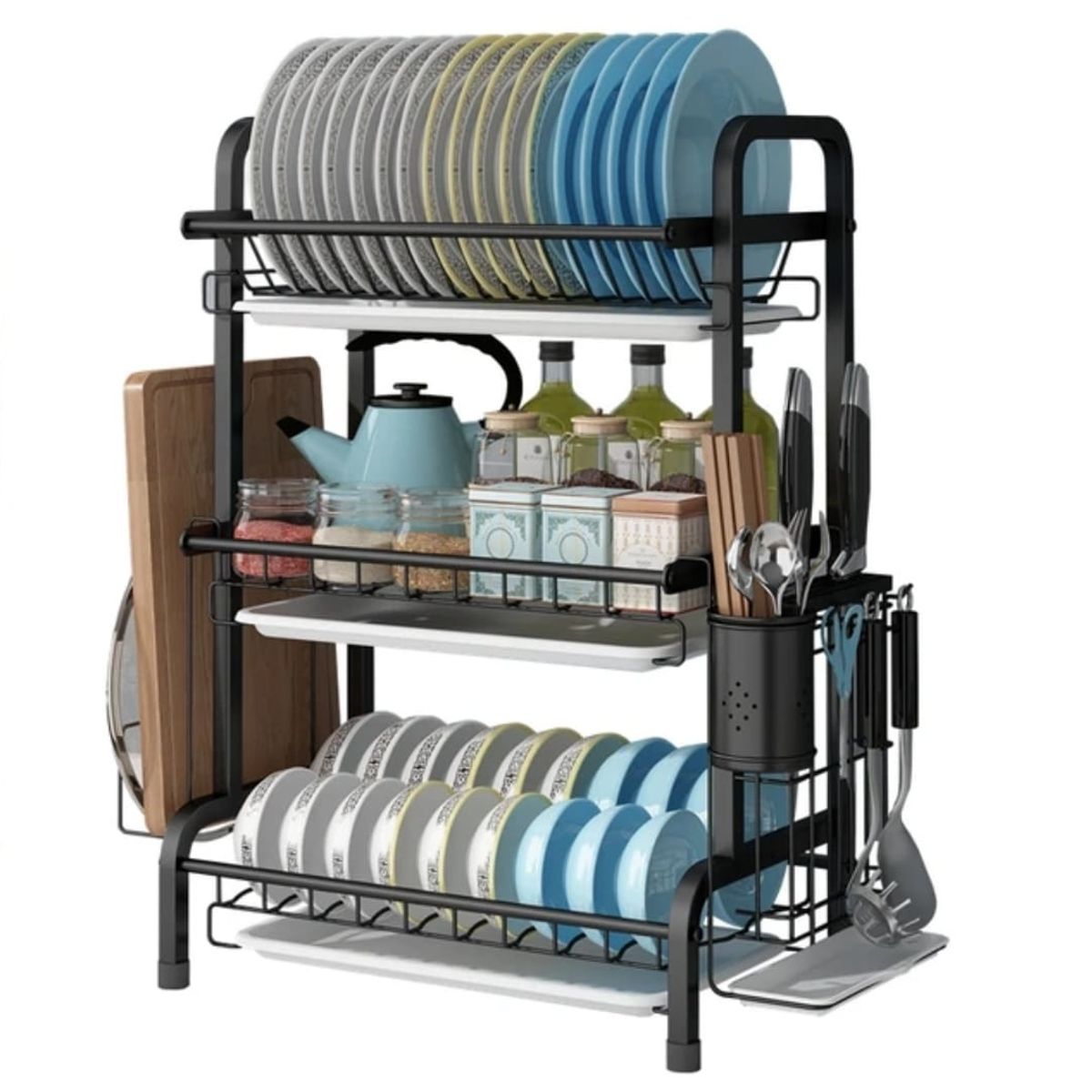 GENERICO - Secador Escurridor De Platos 3 Niveles Acero Inoxidable