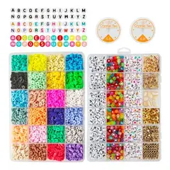 MUNDO MAGIA - Juego De Cuentas 24 Colores Y Letras 6500 Kit Hacer Pulseras