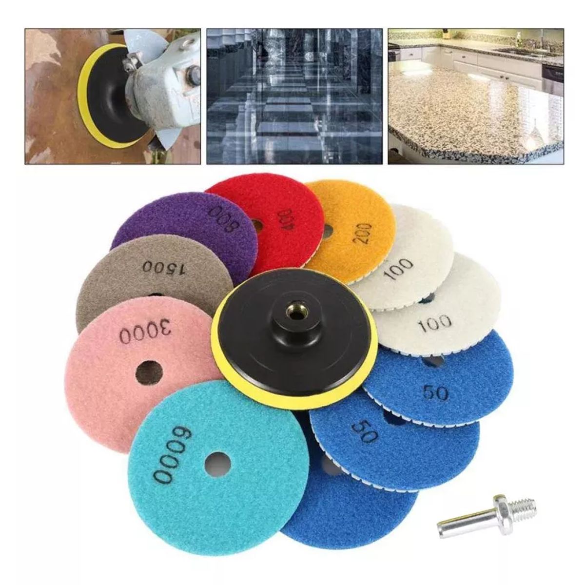 KUANGYE - Set 17 Piezas Disco Flexible Diamantado Pulir Mármol Granito