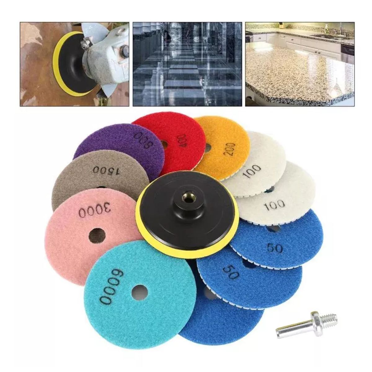 KUANGYE - Set 17 Piezas Disco Flexible Diamantado Pulir Mármol Granito