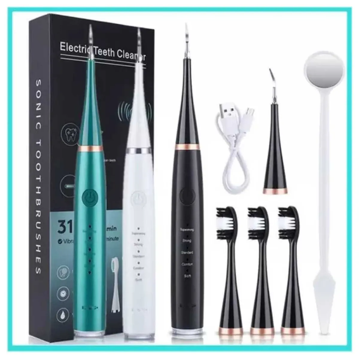 MUNDO MAGIA - Kit Limpiador Dental Eléctrico Ultrasónico Removedor Cálculo