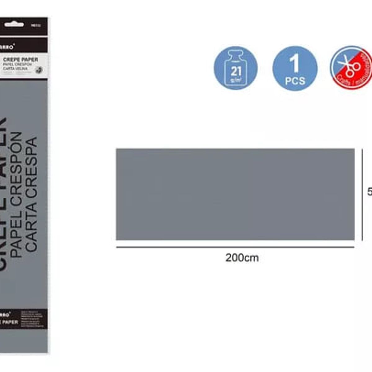 MOTARRO - Papel Crepe De 50 x 200 cm 21 g Negro