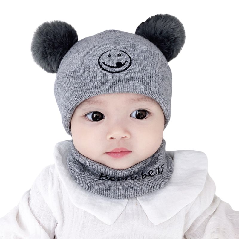 CRUSEC - Gorro Con Cuello Para Bebé Orejitas Oso Para Invierno
