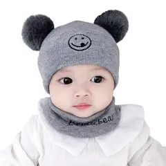 CRUSEC - Gorro Con Cuello Para Bebé Orejitas Oso Para Invierno