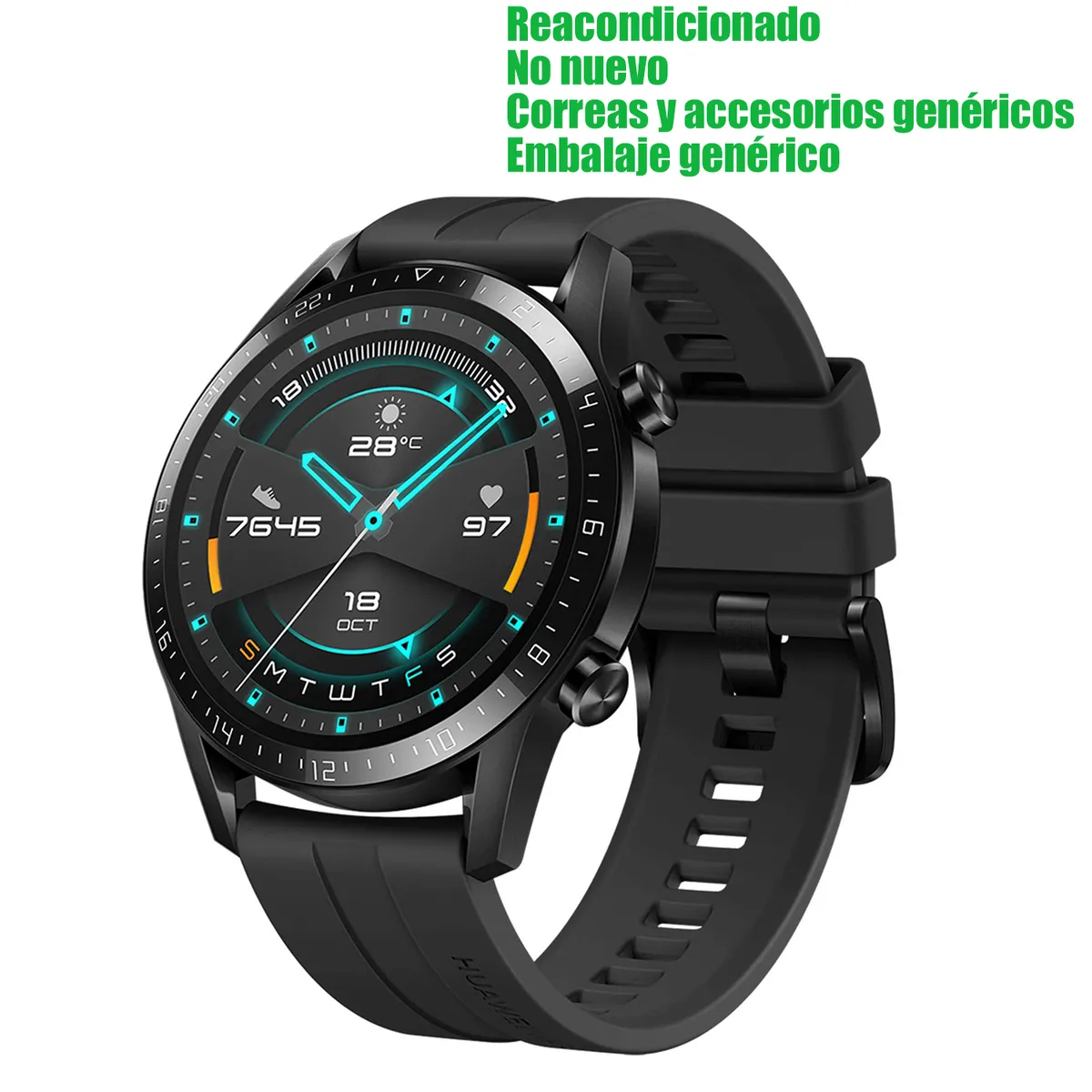HUAWEI - Huawei GT 2 46mm Bluetooth Negro Reacondicionado(Semi Nuevo)