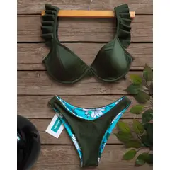 DAUPHIN - Traje de Baño 2piezas Verde BIKINI Reversible
