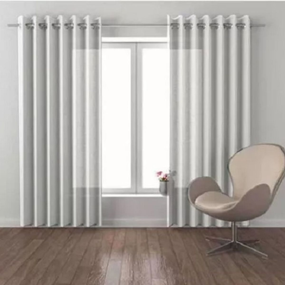 VELO - Set X2 Paños Visillos Velo Cortinas Con Argollas Premium 140x240 BLANCO