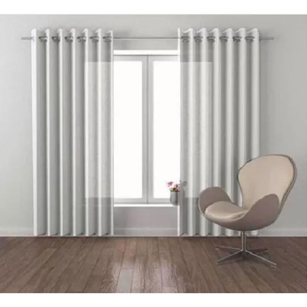 VELO - Set X2 Paños Visillos Velo Cortinas Con Argollas Premium 140x240 BLANCO