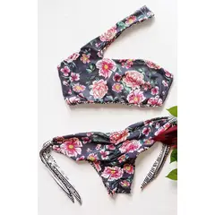 DAUPHIN - Traje de Baño 2piezas Flores Estampado Azul