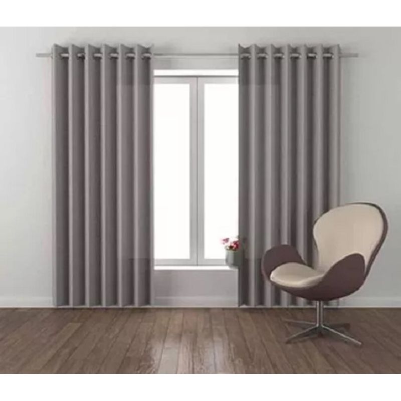 VELO - Set X2 Paños Visillos Velo Cortinas Con Argollas Premium 140x240 GRIS