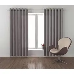 VELO - Set X2 Paños Visillos Cortinas Con Argollas Premium 140x240 GRIS