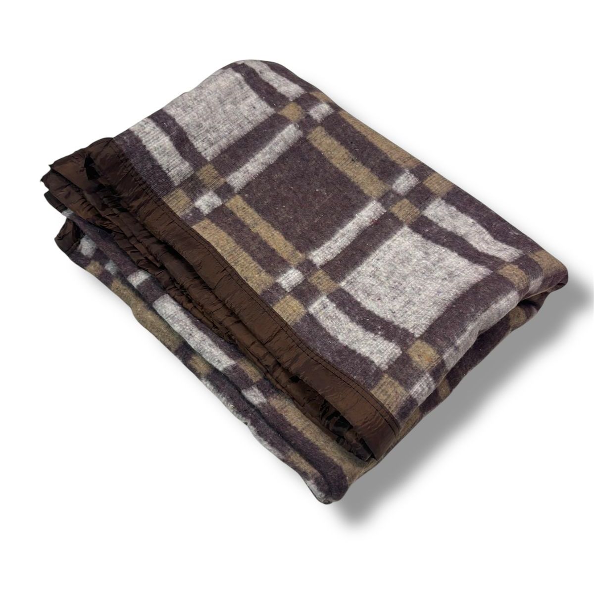 TEXTIL RANCO - Frazada Térmica TARTAN BORDE SATIN  Café 1,5 plazas