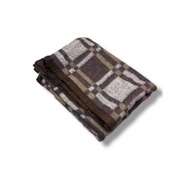 TEXTIL RANCO - Frazada Térmica TARTAN BORDE SATIN  Café 1,5 plazas