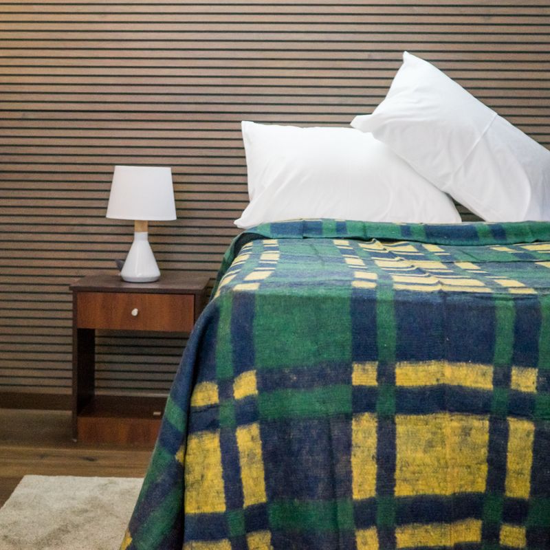 TEXTIL RANCO - Frazada Térmica Escocesa  Verde 1,5 plazas 450g/m2 - Textil Ranco