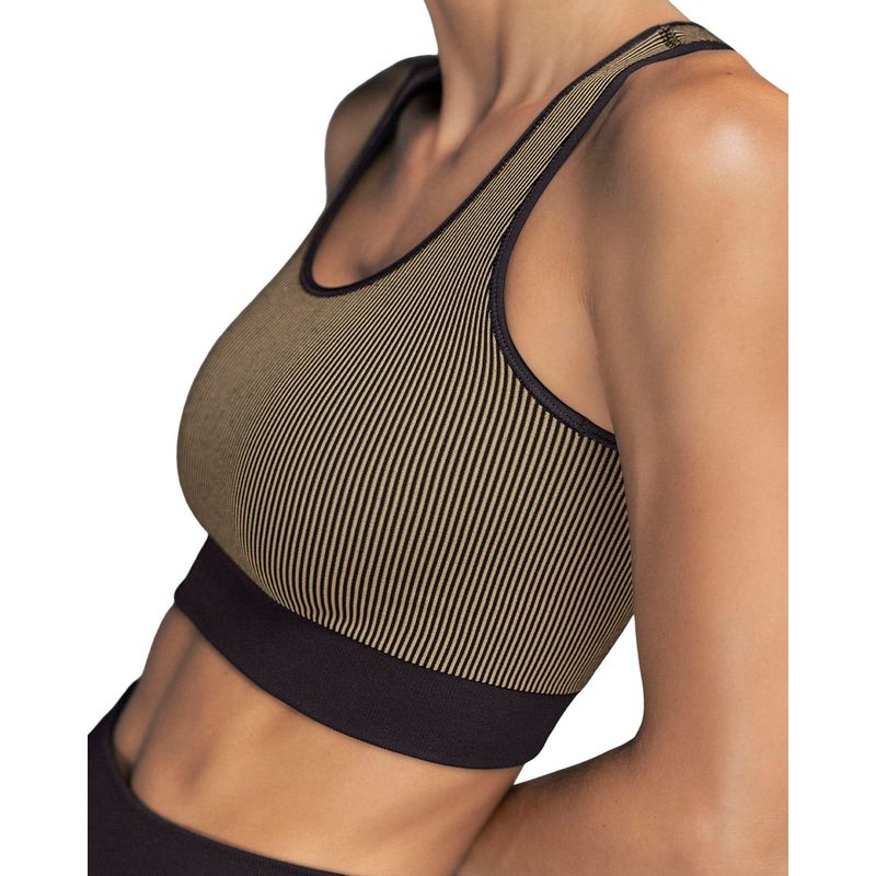 LEONISA - Top reversible sin costuras de máximo soporte de busto 19AA11 Taupe / Negro
