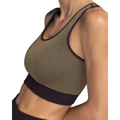 LEONISA - Top reversible sin costuras de máximo soporte de busto 19AA11 Taupe / Negro