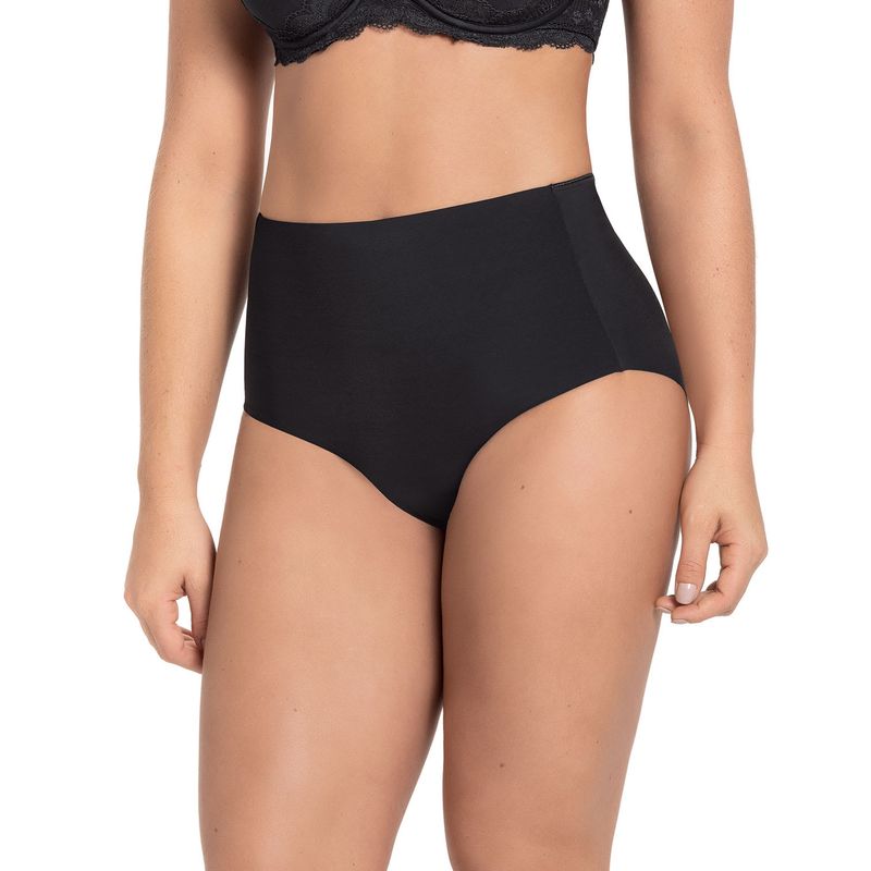 LEONISA - Calzón clásico efecto invisible de control fuerte en abdomen 012949 Negro