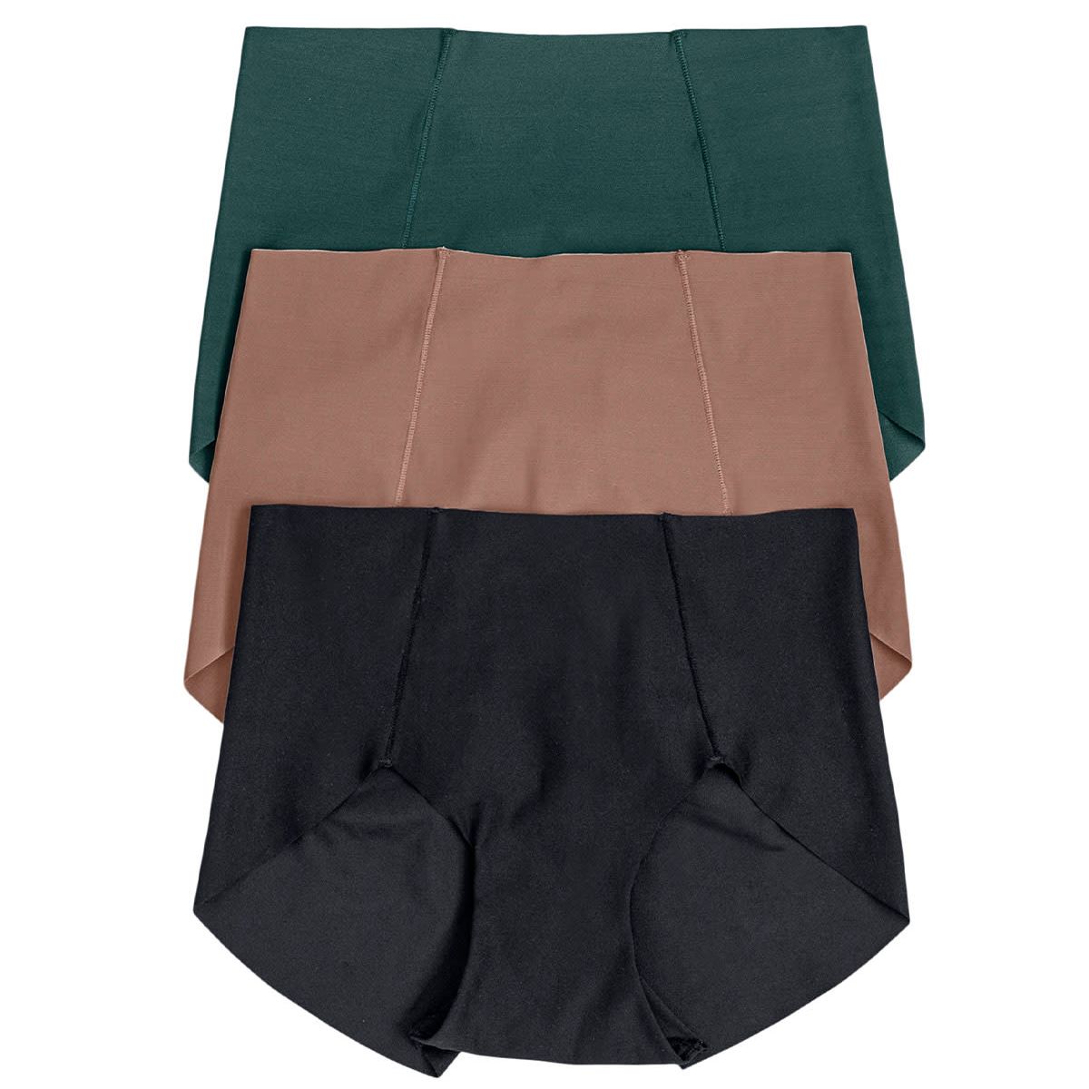 LEONISA - Pack x 3 calzones clásicos de apariencia invisible 12882X3 Verde / Negro / Salmon