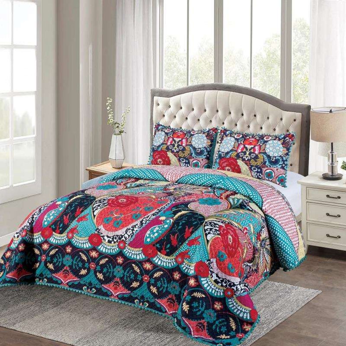 GENERICO - CUBRECAMA QUILT DE VERANO CON DISEÑO 2P.