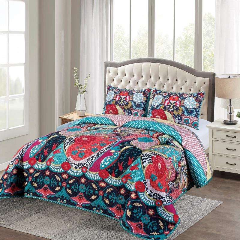 GENERICO - CUBRECAMA QUILT DE VERANO CON DISEÑO 2P