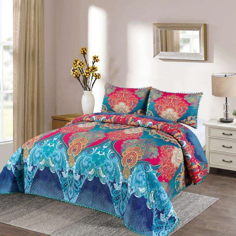 GENERICO - CUBRECAMA QUILT DE VERANO CON DISEÑO 2P