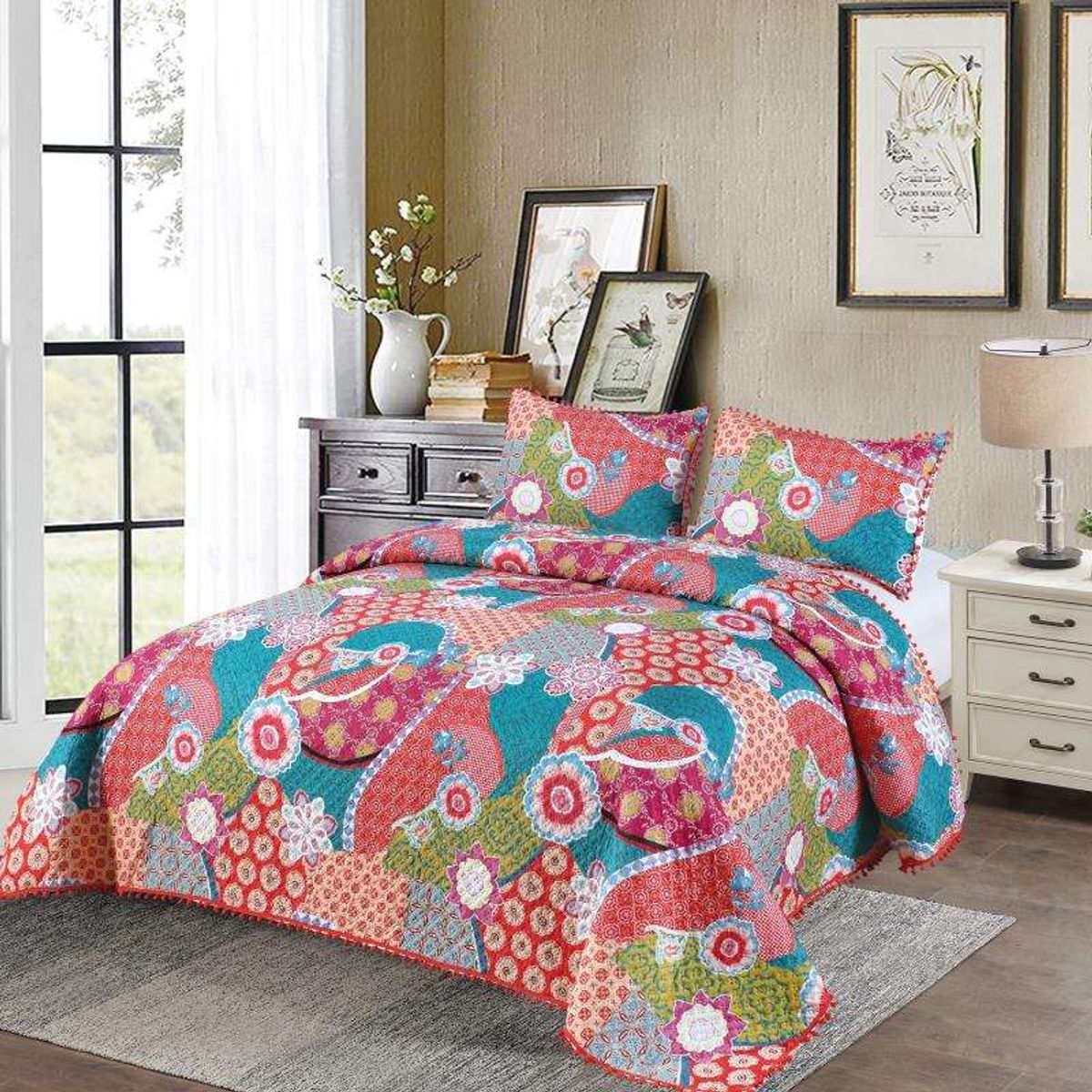 GENERICO - CUBRECAMA QUILT DE VERANO CON DISEÑO 2P