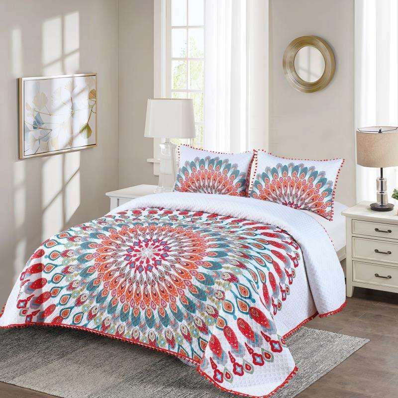 GENERICO - CUBRECAMA QUILT DE VERANO CON DISEÑO 2P