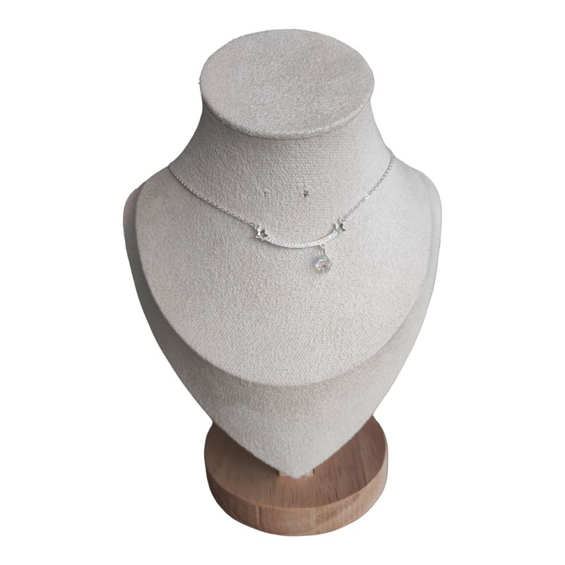 GENERICO - collar barra con circones estrellas de plata s925