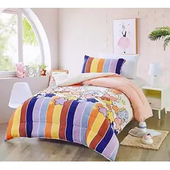 GENERICO - Plumón 1.5 plaza estrellas multicolor plush con chiporro jinru
